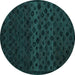 Round Abstract Turquoise Modern Rug, abs5055turq