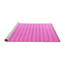 Sideview of Machine Washable Solid Pink Modern Rug, wshabs5056pnk