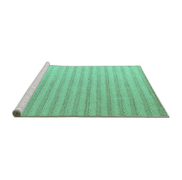 Sideview of Machine Washable Solid Turquoise Modern Area Rugs, wshabs5056turq