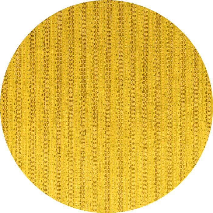 Round Machine Washable Solid Yellow Modern Rug, wshabs5056yw