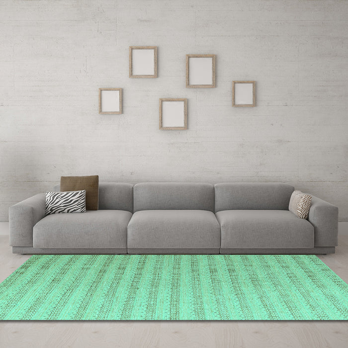 Machine Washable Solid Turquoise Modern Area Rugs in a Living Room,, wshabs5056turq