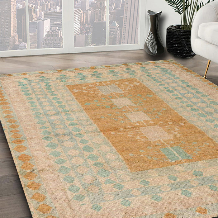 Machine Washable Abstract Brown Rug in a Family Room, wshabs5057