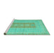 Sideview of Machine Washable Abstract Turquoise Modern Area Rugs, wshabs5057turq