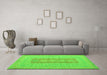 Machine Washable Abstract Green Modern Area Rugs in a Living Room,, wshabs5057grn