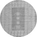 Round Machine Washable Abstract Gray Modern Rug, wshabs5057gry