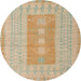 Round Machine Washable Abstract Brown Rug, wshabs5057