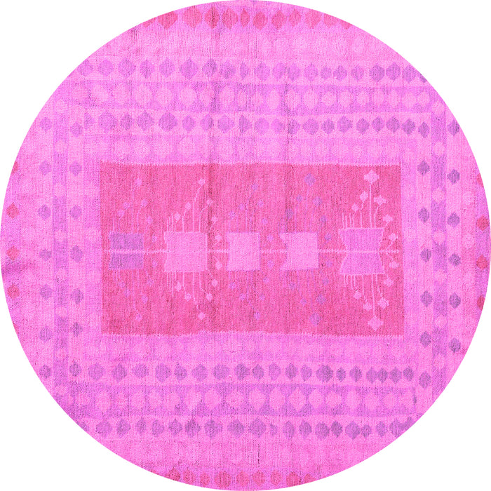 Round Abstract Pink Modern Rug, abs5057pnk