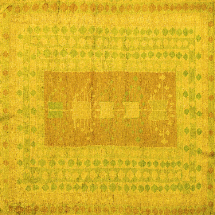Square Machine Washable Abstract Yellow Modern Rug, wshabs5057yw