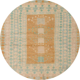 Round Abstract Brown Modern Rug, abs5057