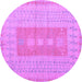 Round Machine Washable Abstract Purple Modern Area Rugs, wshabs5057pur