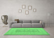 Machine Washable Abstract Emerald Green Modern Area Rugs in a Living Room,, wshabs5057emgrn