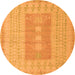 Round Machine Washable Abstract Orange Modern Area Rugs, wshabs5057org