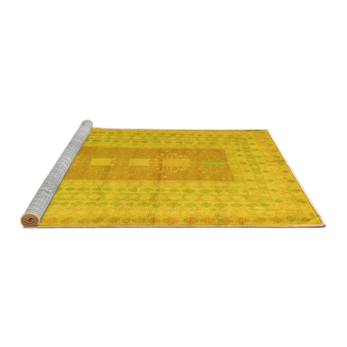 Sideview of Machine Washable Abstract Yellow Modern Rug, wshabs5057yw