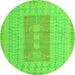 Round Machine Washable Abstract Green Modern Area Rugs, wshabs5057grn