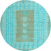 Round Machine Washable Abstract Light Blue Modern Rug, wshabs5057lblu