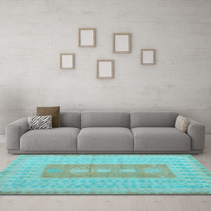 Machine Washable Abstract Light Blue Modern Rug in a Living Room, wshabs5057lblu