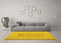 Machine Washable Abstract Yellow Modern Rug, wshabs5057yw