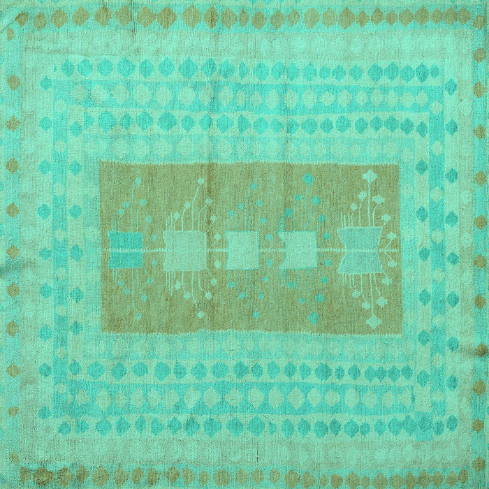 Square Abstract Turquoise Modern Rug, abs5057turq