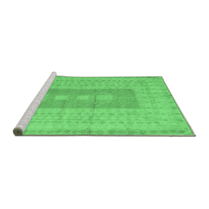 Sideview of Machine Washable Abstract Emerald Green Modern Area Rugs, wshabs5057emgrn