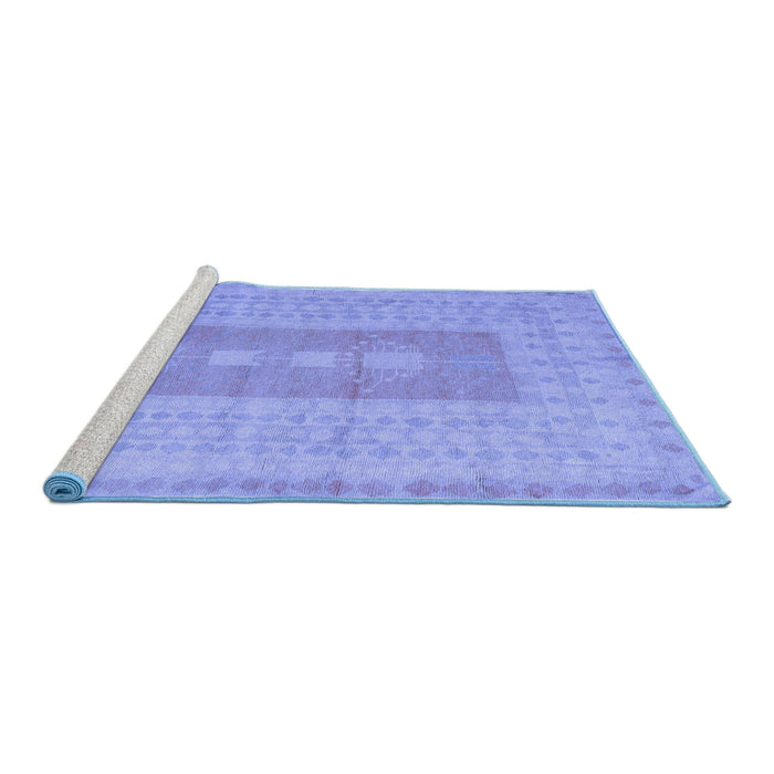 Sideview of Machine Washable Abstract Blue Modern Rug, wshabs5057blu