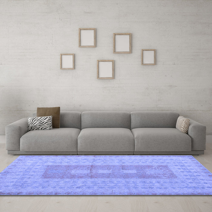 Machine Washable Abstract Blue Modern Rug in a Living Room, wshabs5057blu