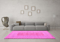 Machine Washable Abstract Pink Modern Rug, wshabs5057pnk