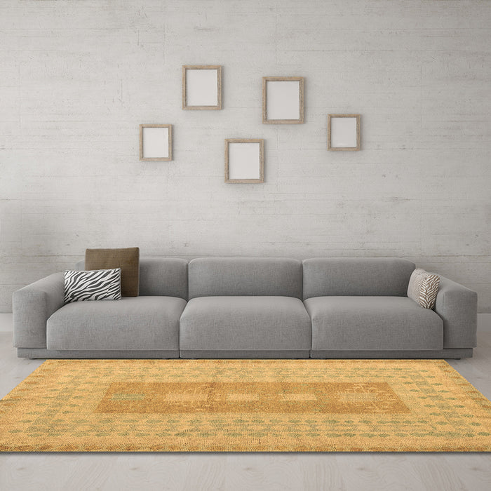 Machine Washable Abstract Brown Modern Rug in a Living Room,, wshabs5057brn