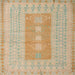 Square Abstract Brown Modern Rug, abs5057