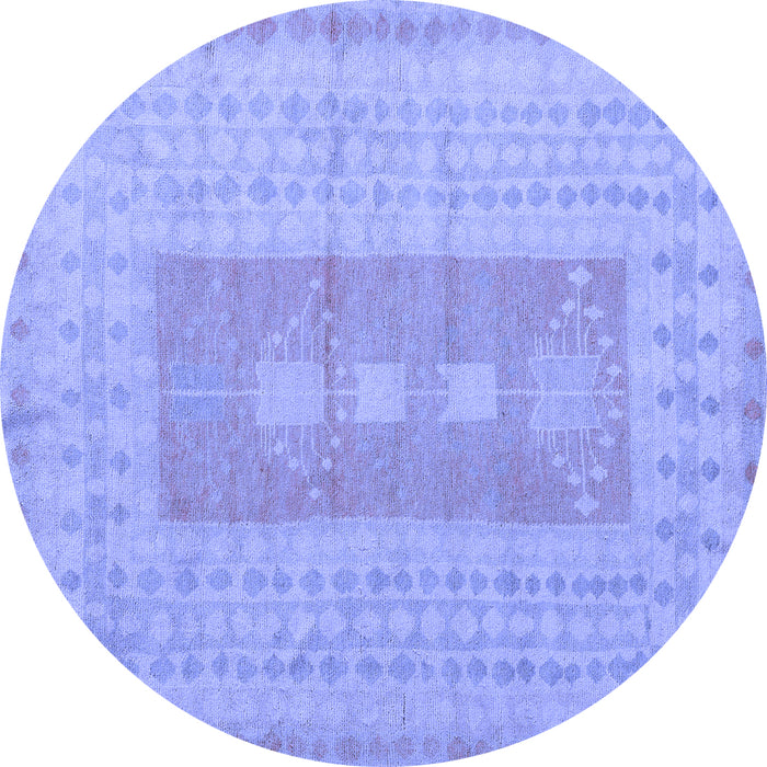 Round Abstract Blue Modern Rug, abs5057blu