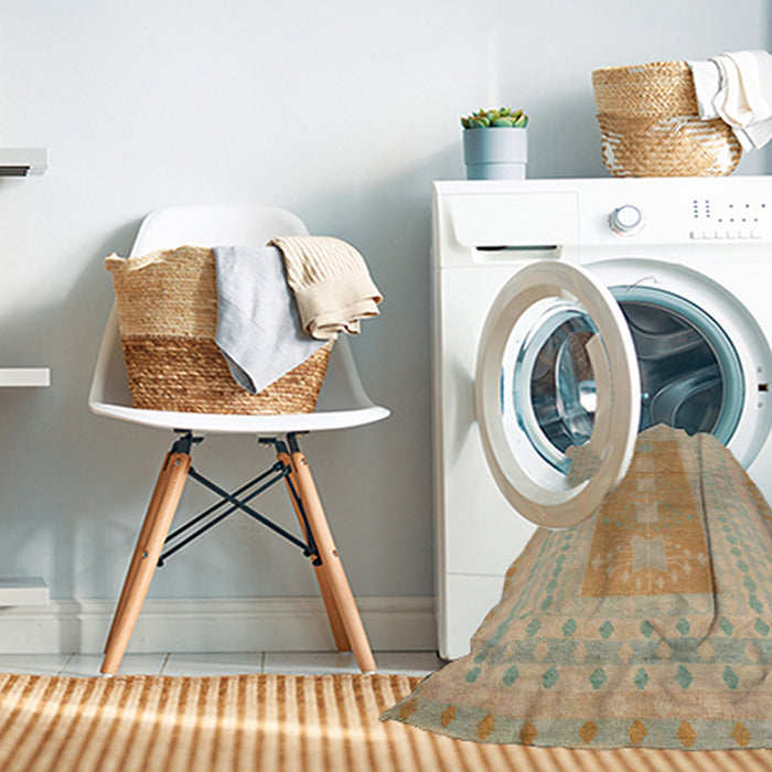 Machine Washable Abstract Brown Rug in a Washing Machine, wshabs5057