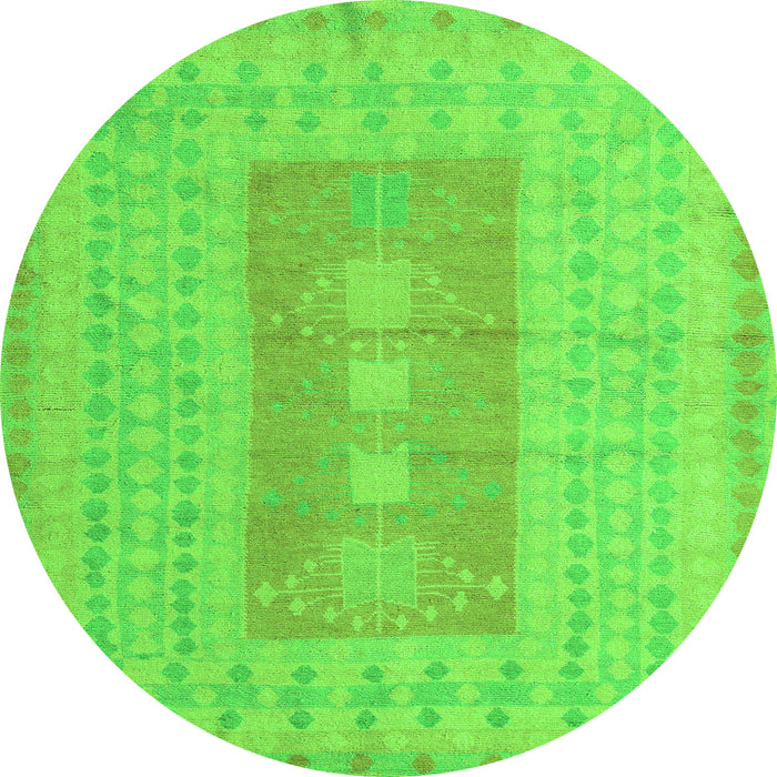 Round Abstract Green Modern Rug, abs5057grn