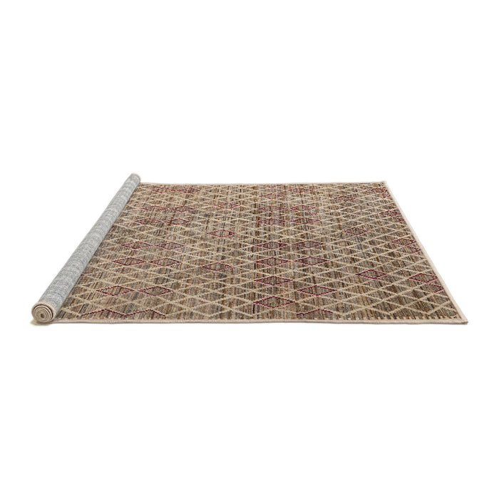 Sideview of Machine Washable Abstract Dark Gold Brown Rug, wshabs5058