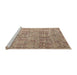 Sideview of Machine Washable Abstract Dark Gold Brown Rug, wshabs5058