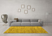 Machine Washable Abstract Yellow Modern Rug in a Living Room, wshabs5058yw