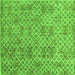 Square Machine Washable Abstract Green Modern Area Rugs, wshabs5058grn