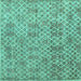 Square Abstract Turquoise Modern Rug, abs5058turq