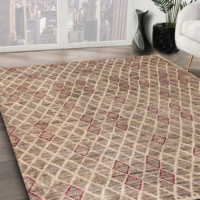 Abstract Dark Gold Brown Modern Rug in Family Room, abs5058