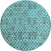 Round Abstract Light Blue Modern Rug, abs5058lblu