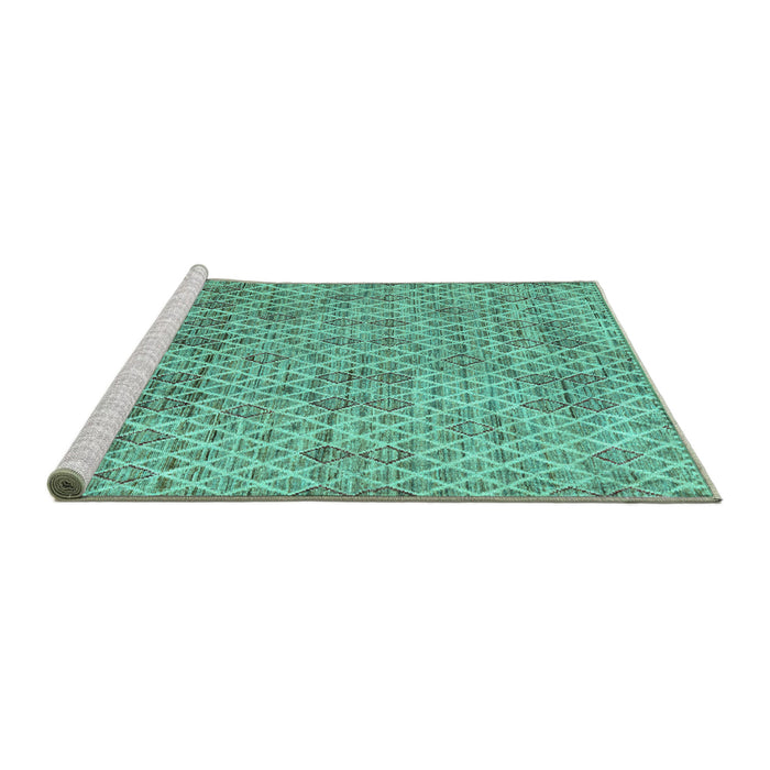 Sideview of Machine Washable Abstract Turquoise Modern Area Rugs, wshabs5058turq