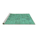 Sideview of Machine Washable Abstract Turquoise Modern Area Rugs, wshabs5058turq