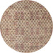 Round Abstract Dark Gold Brown Modern Rug, abs5058