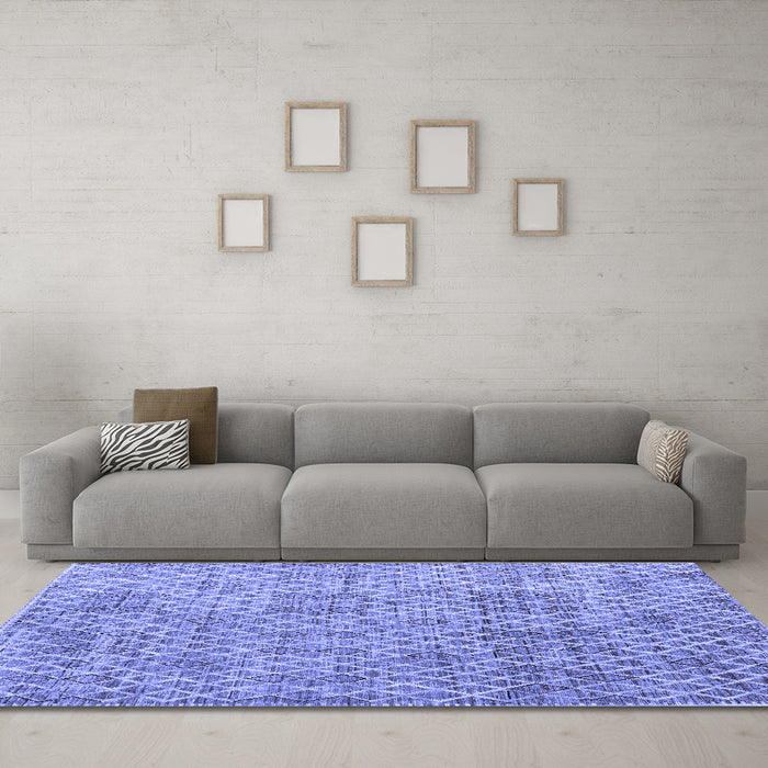 Machine Washable Abstract Blue Modern Rug in a Living Room, wshabs5058blu