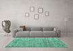 Machine Washable Abstract Turquoise Modern Area Rugs in a Living Room,, wshabs5058turq