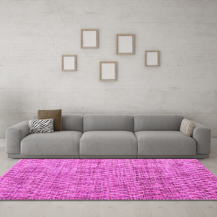 Machine Washable Abstract Pink Modern Rug in a Living Room, wshabs5058pnk