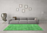 Machine Washable Abstract Emerald Green Modern Rug, wshabs5058emgrn