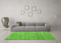 Machine Washable Abstract Green Modern Rug, wshabs5058grn