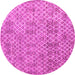 Round Machine Washable Abstract Pink Modern Rug, wshabs5058pnk