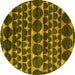 Round Machine Washable Abstract Yellow Modern Rug, wshabs5059yw