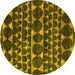 Round Abstract Yellow Modern Rug, abs5059yw