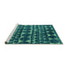 Sideview of Machine Washable Abstract Turquoise Modern Area Rugs, wshabs5059turq